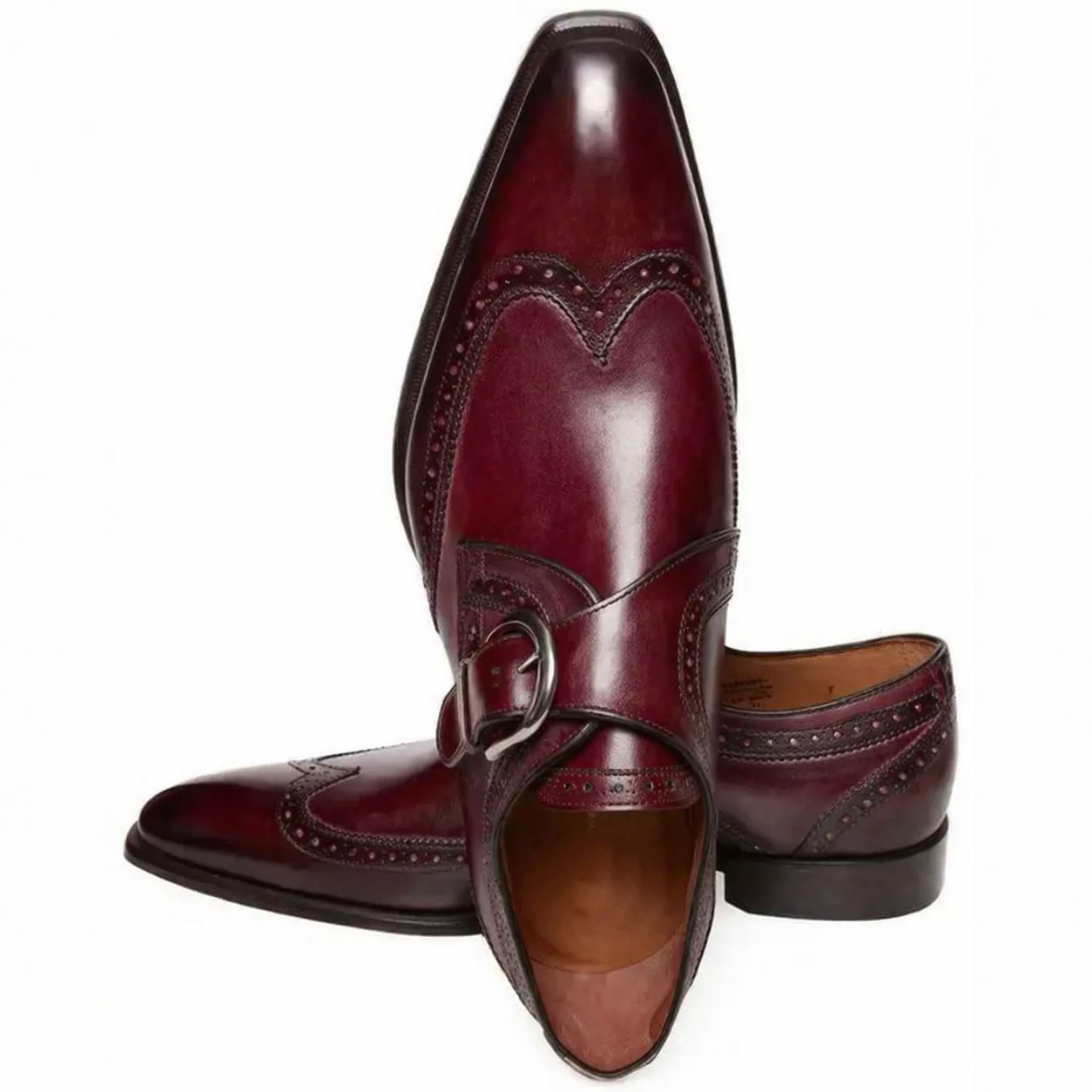 Timeless Gradient Brown Wingtip Monk Strap Shoes