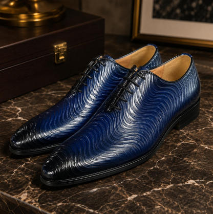 Men's Textured Leather Oxford Dress Shoes
