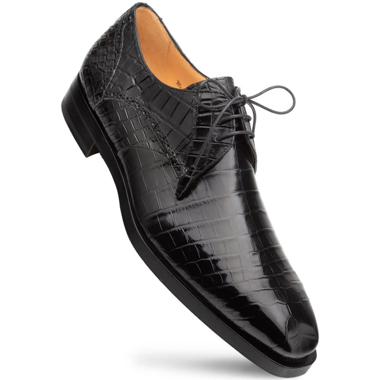 Classic Black Crocodile Pattern Derby Shoes
