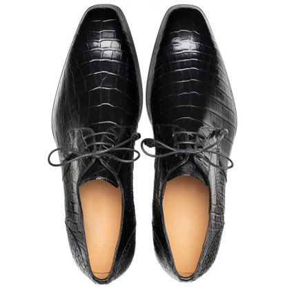 Handmade black crocodile leather shoes formal wear collection
