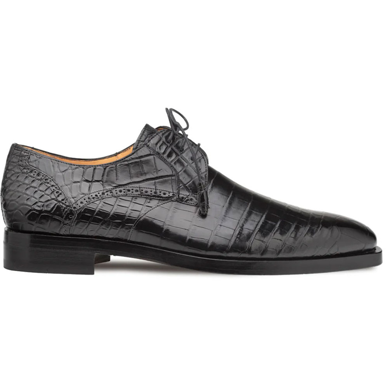 Luxury men’s black crocodile leather dress shoes close-up