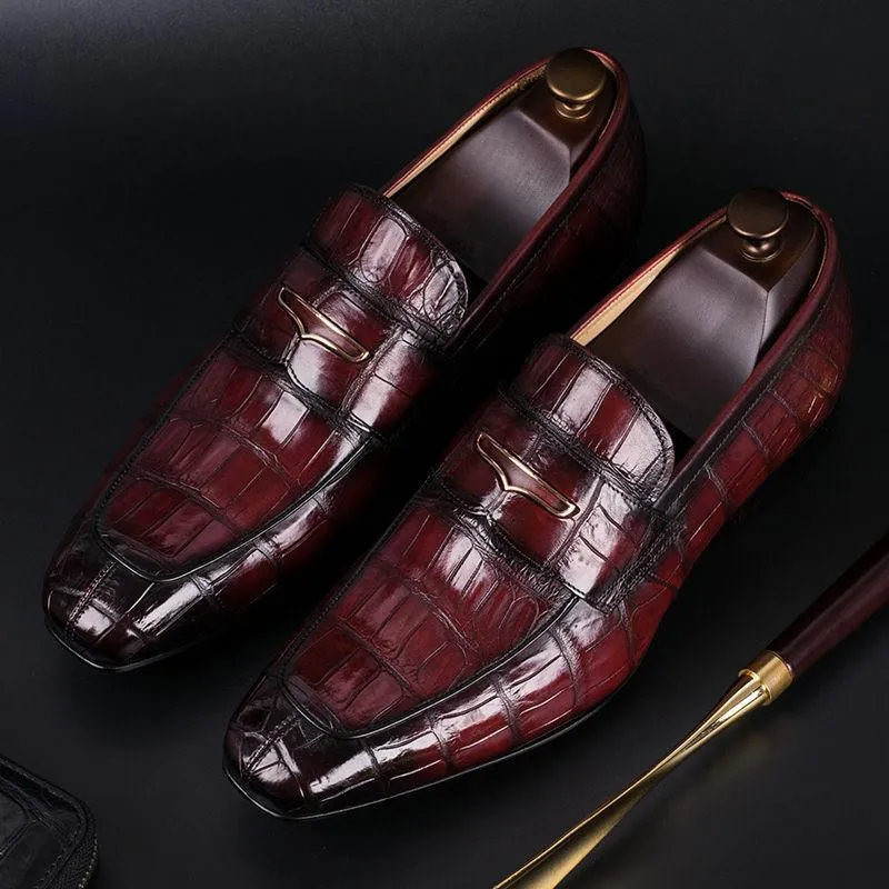 Men's Genuine Leather Exotic Slip-On Loafers Shoes