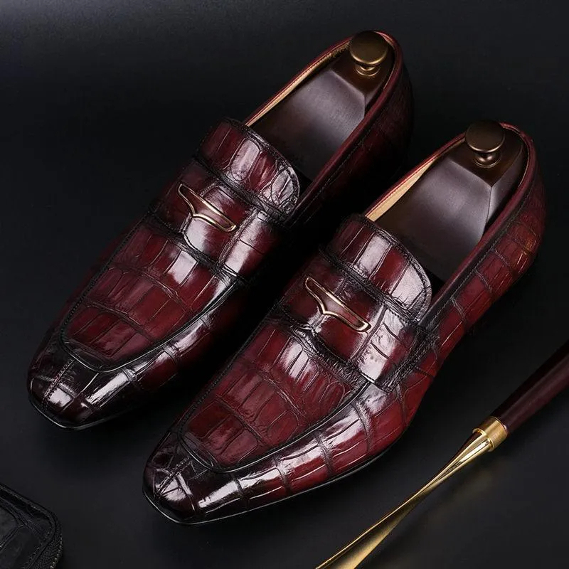 Luxury Exotic Croc‑Embossed Loafers for Men
