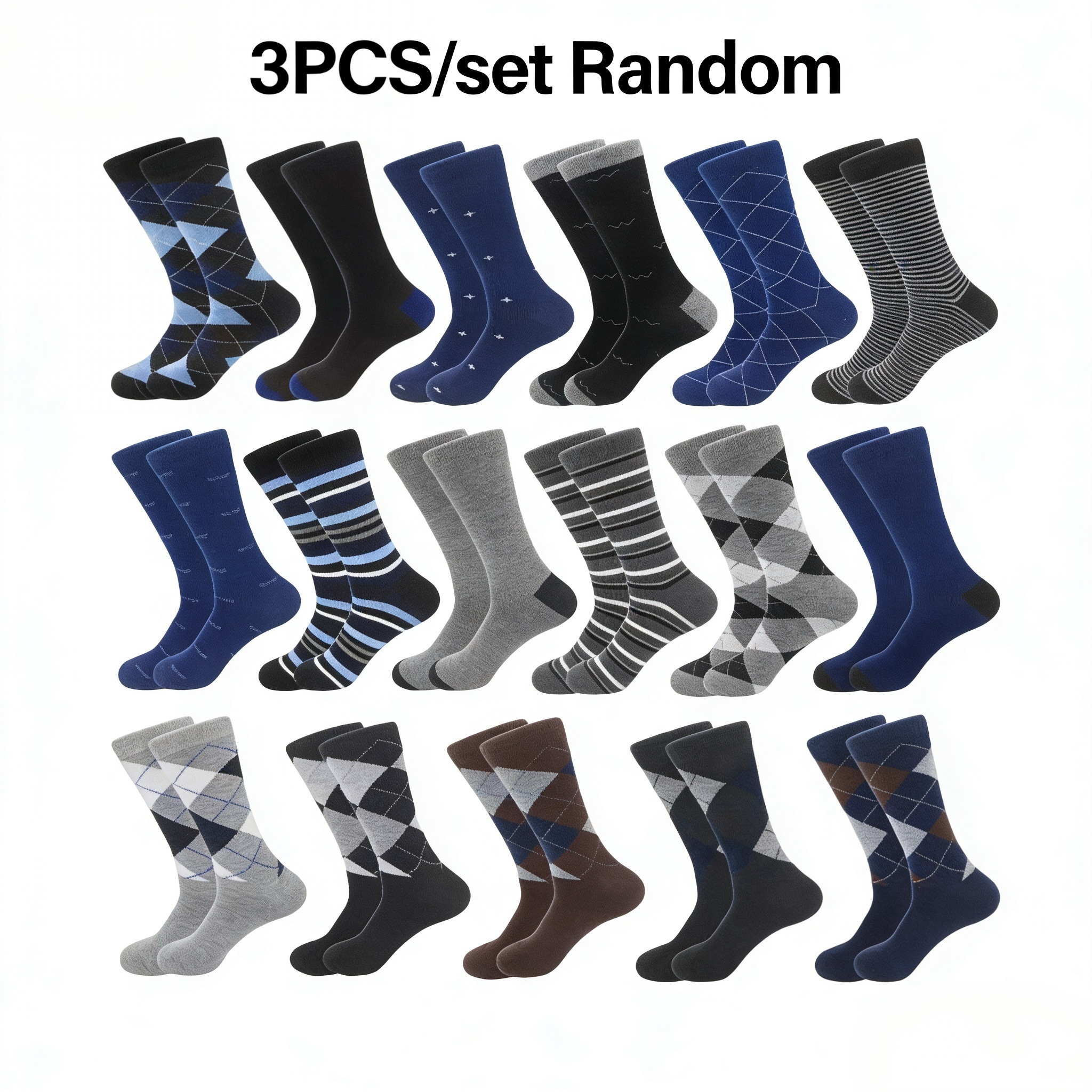 3Pcs/set Dress Socks Free Size Randomly