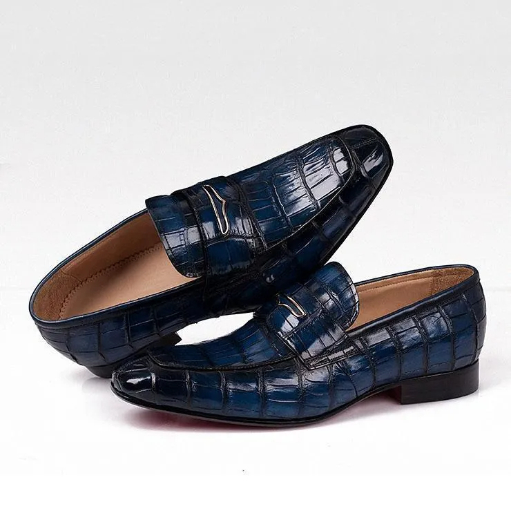 Quiet Flex Genuine Calfskin Croc Embossed Loafers-Colinshoes