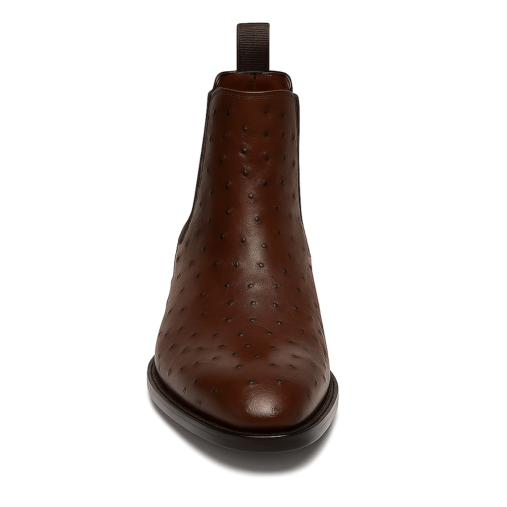 Luxury Men’s Ostrich Pattern Chelsea Boots Autumn Winter