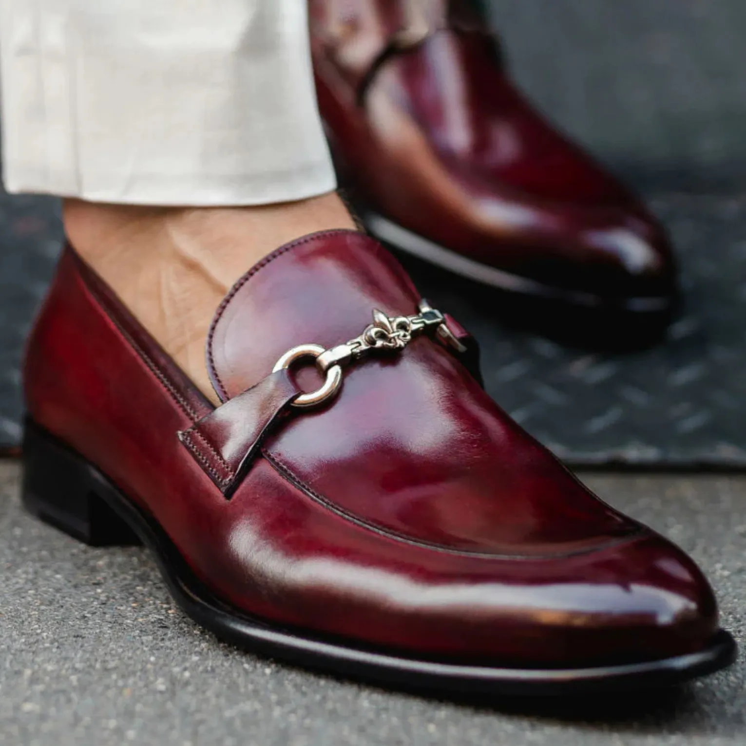 Timeless Red Horsebit Genuine Leather Dress Loafers