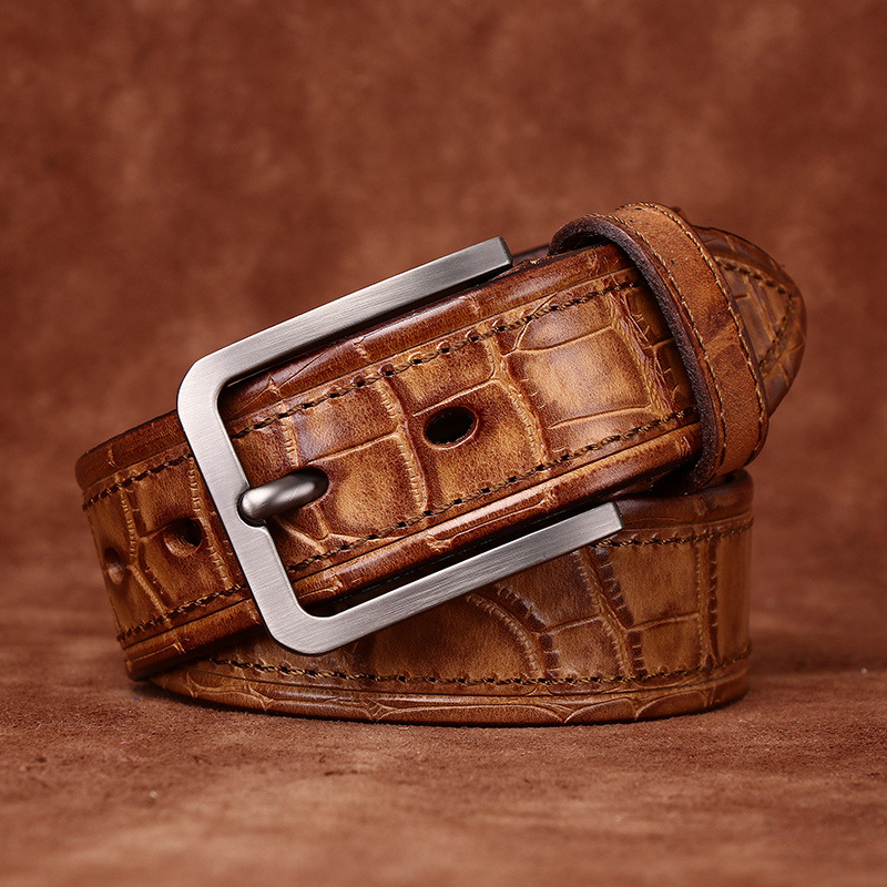 Italian Crocodile-Embossed Leather Belt – colinshoes