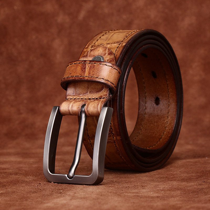 Italian Crocodile-Embossed Leather Belt – colinshoes