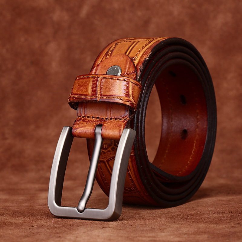 Italian Crocodile-Embossed Leather Belt – colinshoes