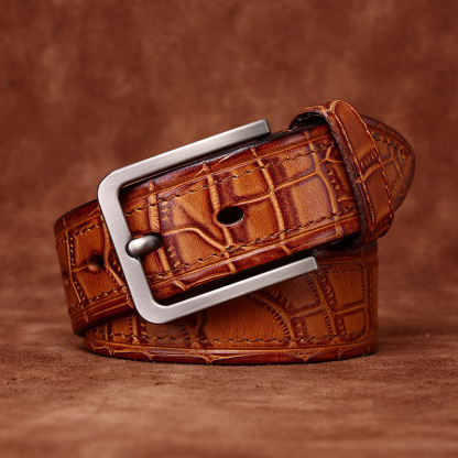 Italian Crocodile-Embossed Leather Belt – colinshoes