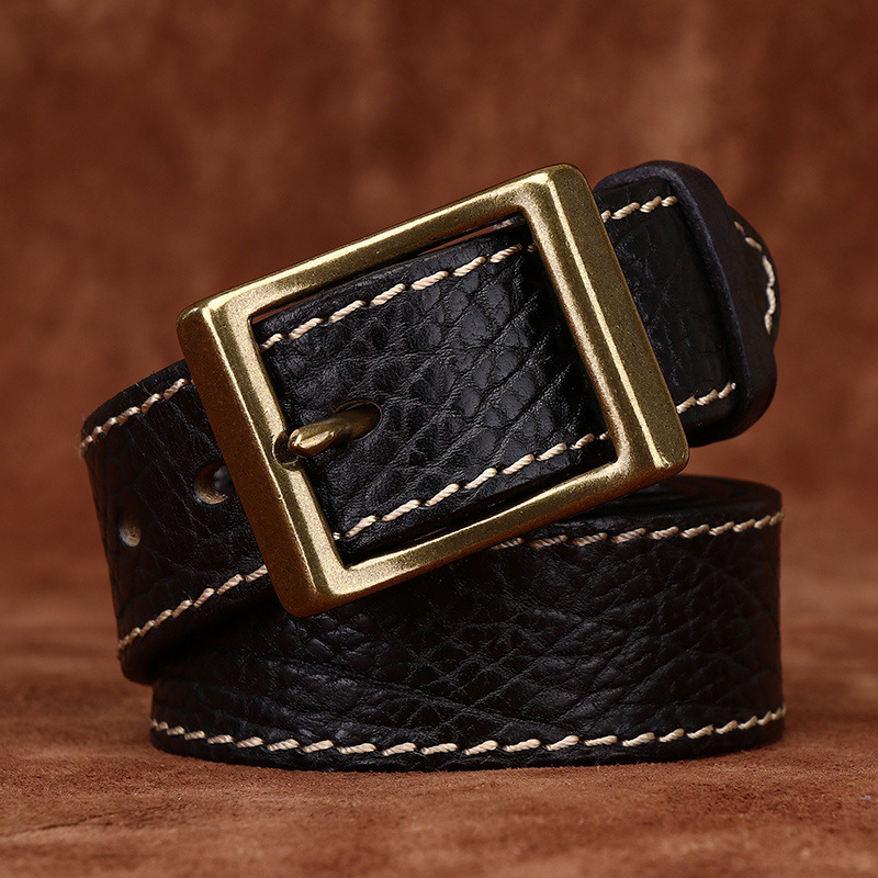 3.8cm Men’s Vintage Thick Leather Belt