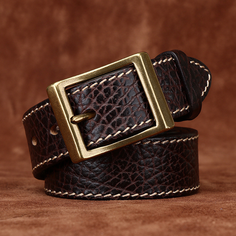 3.8cm Men’s Vintage Thick Leather Belt
