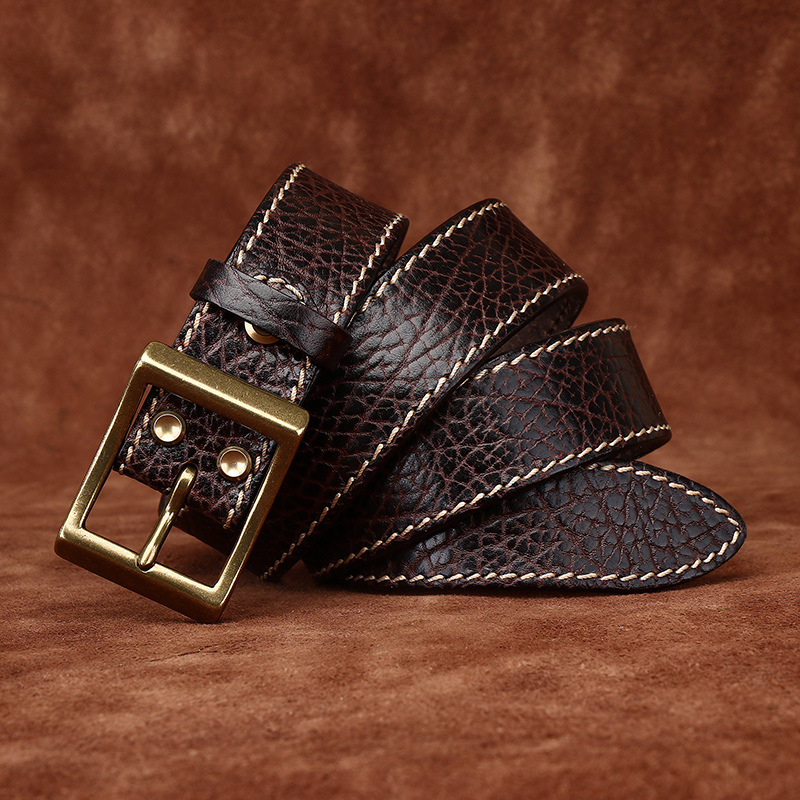 3.8cm Men’s Vintage Thick Leather Belt