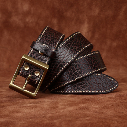 3.8cm Men’s Vintage Thick Leather Belt