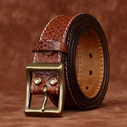 3.8cm Men’s Vintage Thick Leather Belt