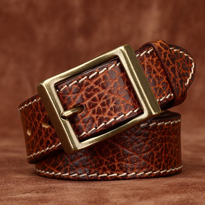 3.8cm Men’s Vintage Thick Leather Belt