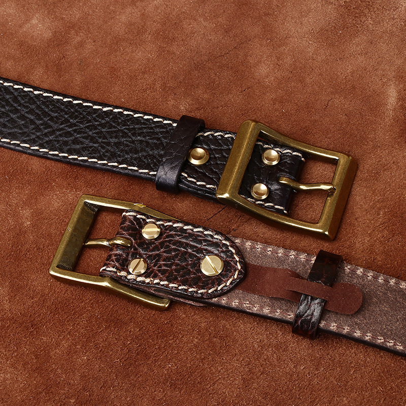 3.8cm Men’s Vintage Thick Leather Belt