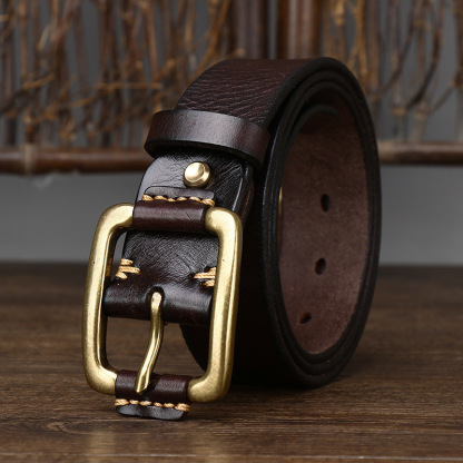 3.8cm Simple Genuine Leather Belt for Men