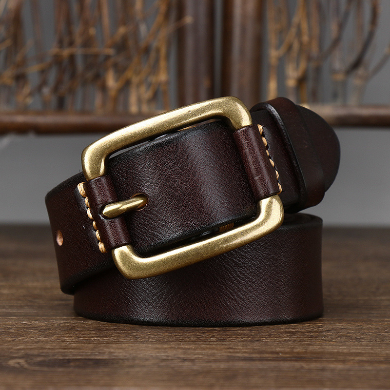 3.8cm Simple Genuine Leather Belt for Men