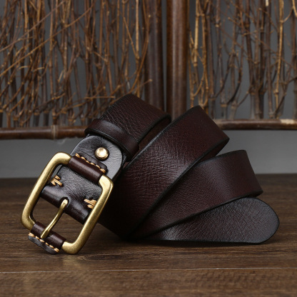 3.8cm Simple Genuine Leather Belt for Men
