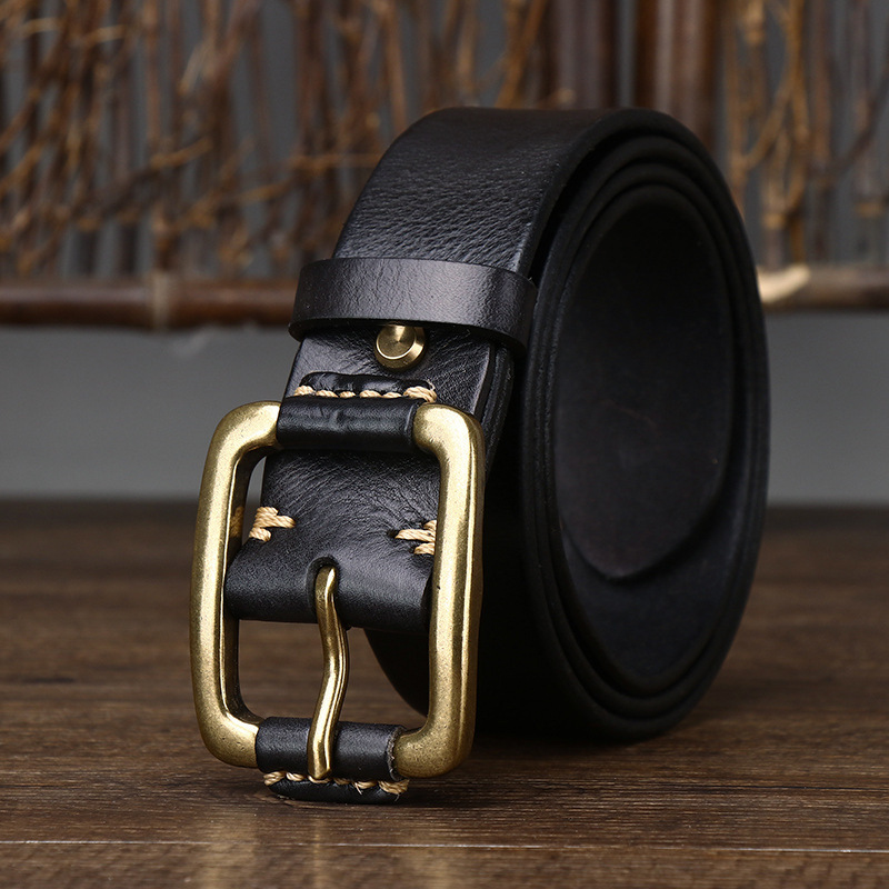 3.8cm Simple Genuine Leather Belt for Men