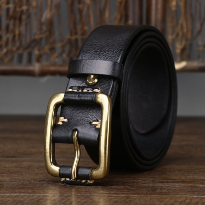 3.8cm Simple Genuine Leather Belt for Men