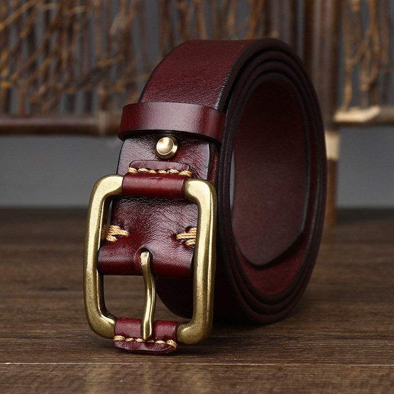 3.8cm Simple Genuine Leather Belt for Men