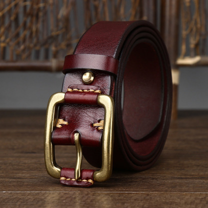 3.8cm Simple Genuine Leather Belt for Men
