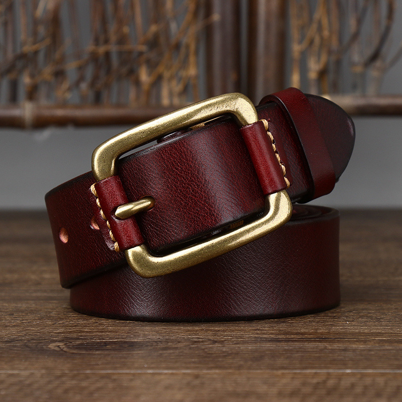3.8cm Simple Genuine Leather Belt for Men