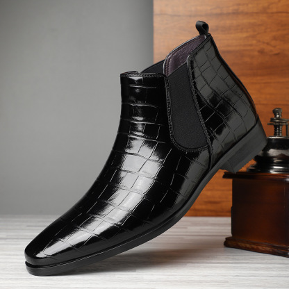 Crocodile Embossed Leather Chelsea Boots