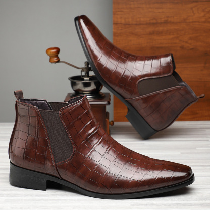 Crocodile Embossed Leather Chelsea Boots