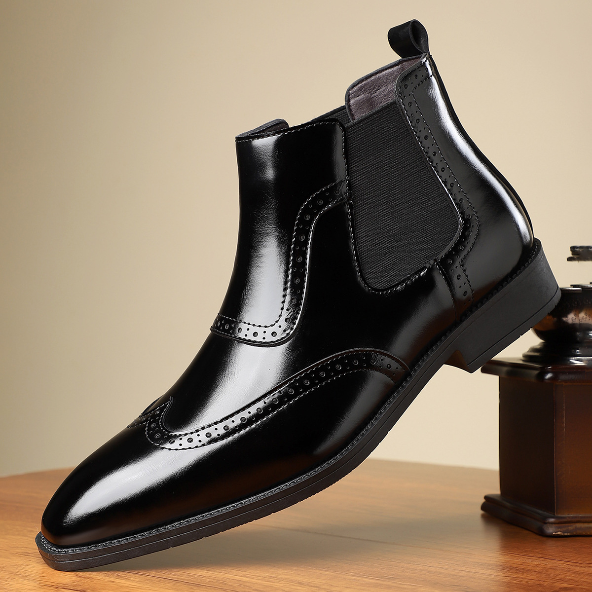 Men’s Formal Leather Brogue Chelsea Boots