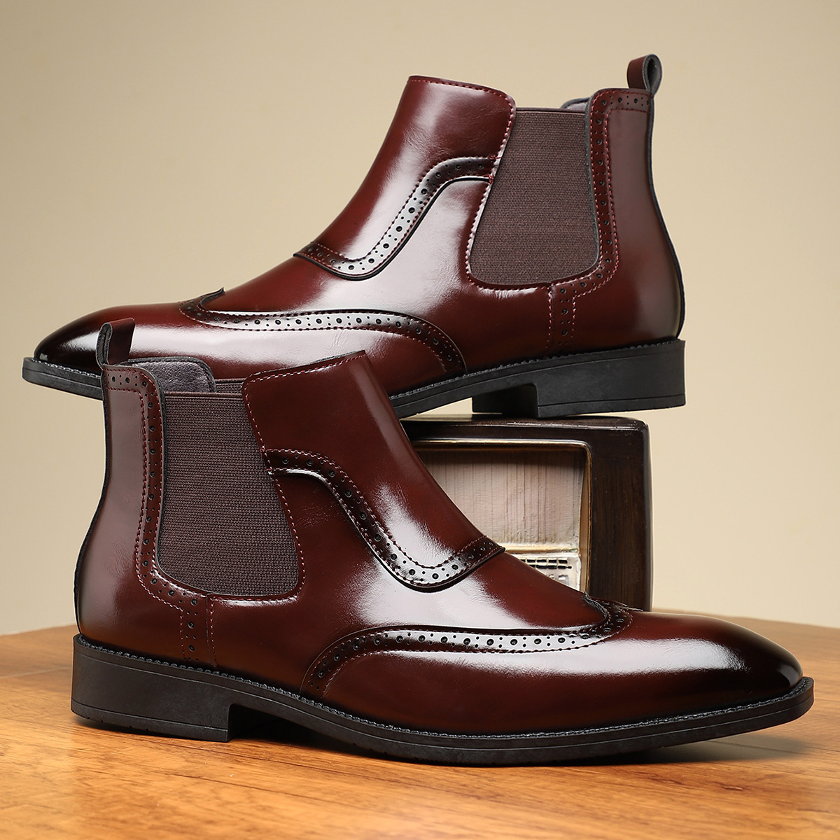 Men’s Formal Leather Brogue Chelsea Boots