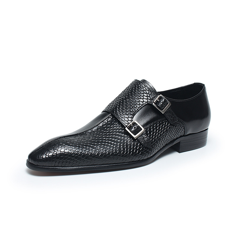 Stand Out Effortlessly Python-embossed Double Monk Strap Shoes