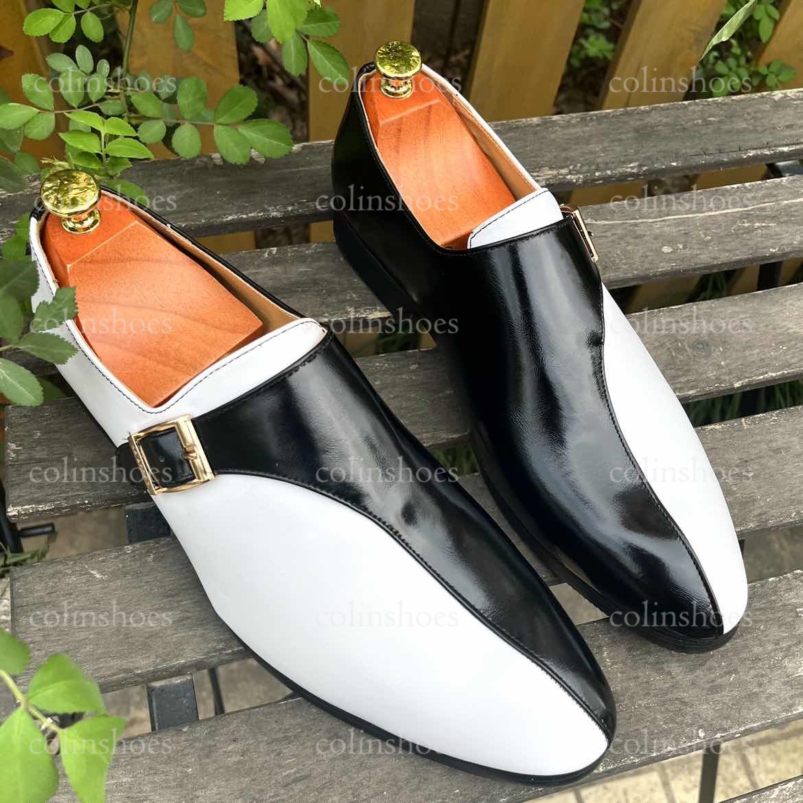 Men’s Patchwork Buckle Monk Strap Shoes