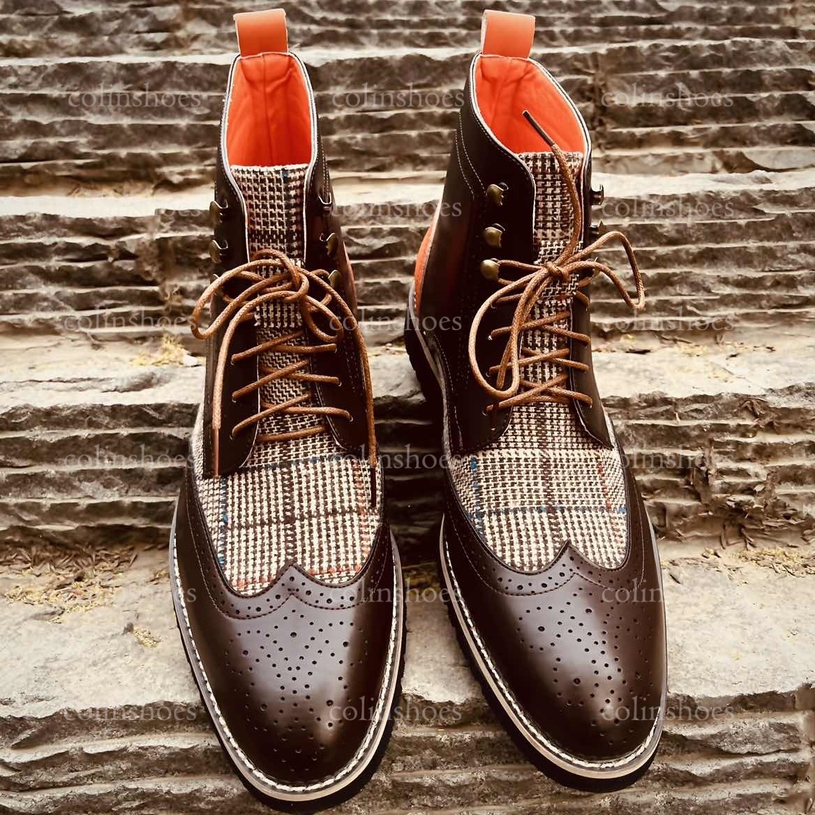 Stylish Brogue High-Top Boots for Men – ColinShoes