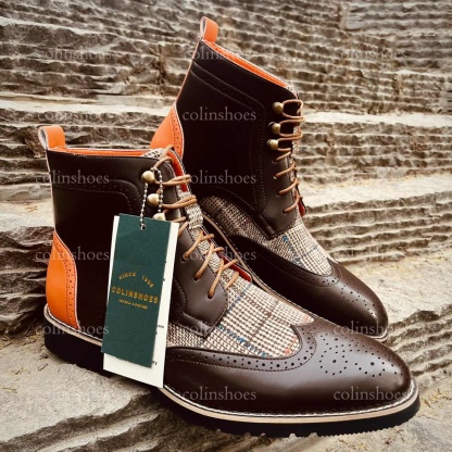 Patchwork Brogue Ankle Boots for Men – ColinShoes