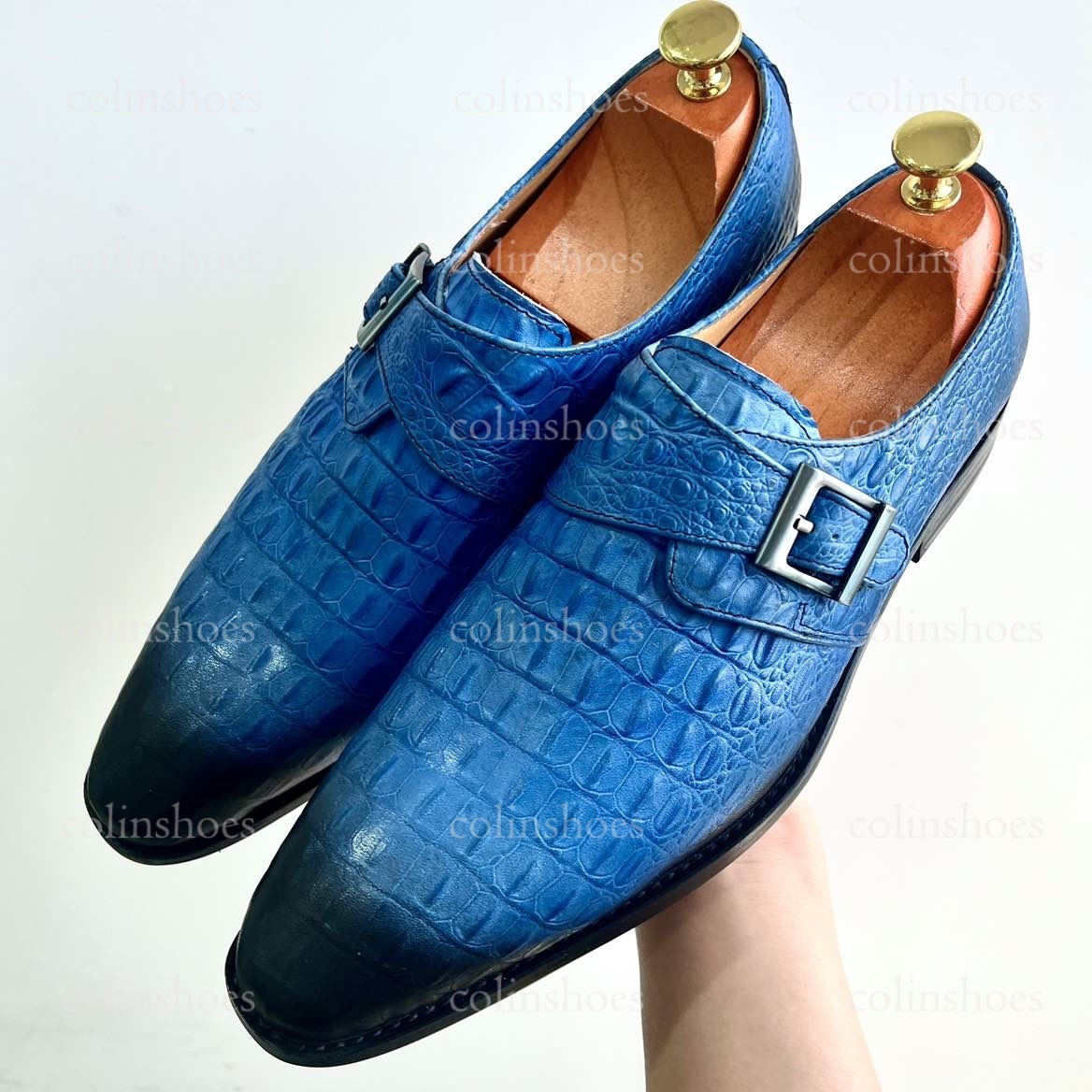 Luxury Ombre Crocodile Embossed Monk Strap-Colinshoes