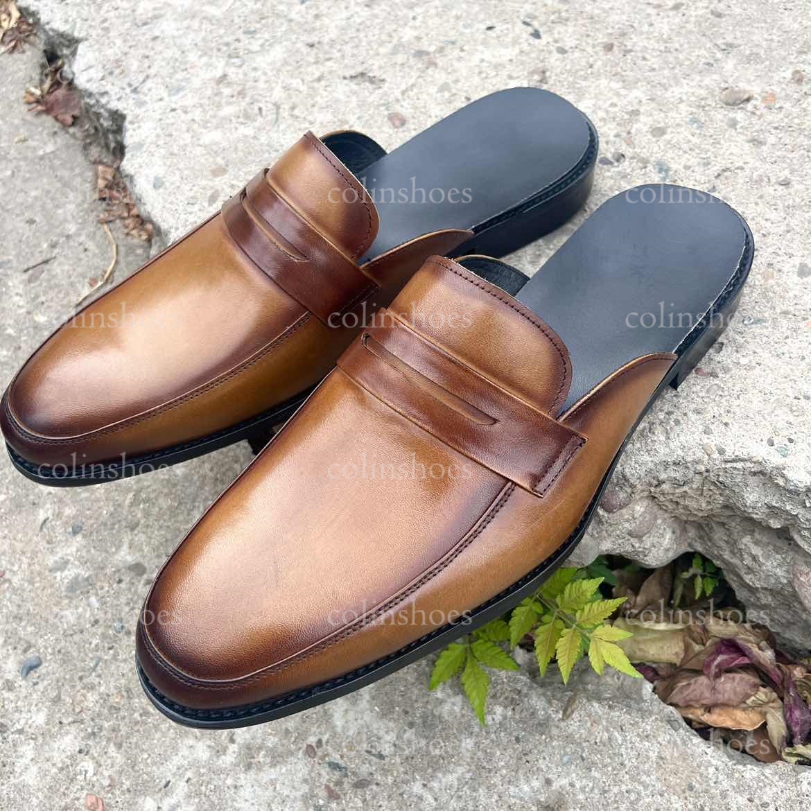 Men’s Leather Mule Penny Loafers