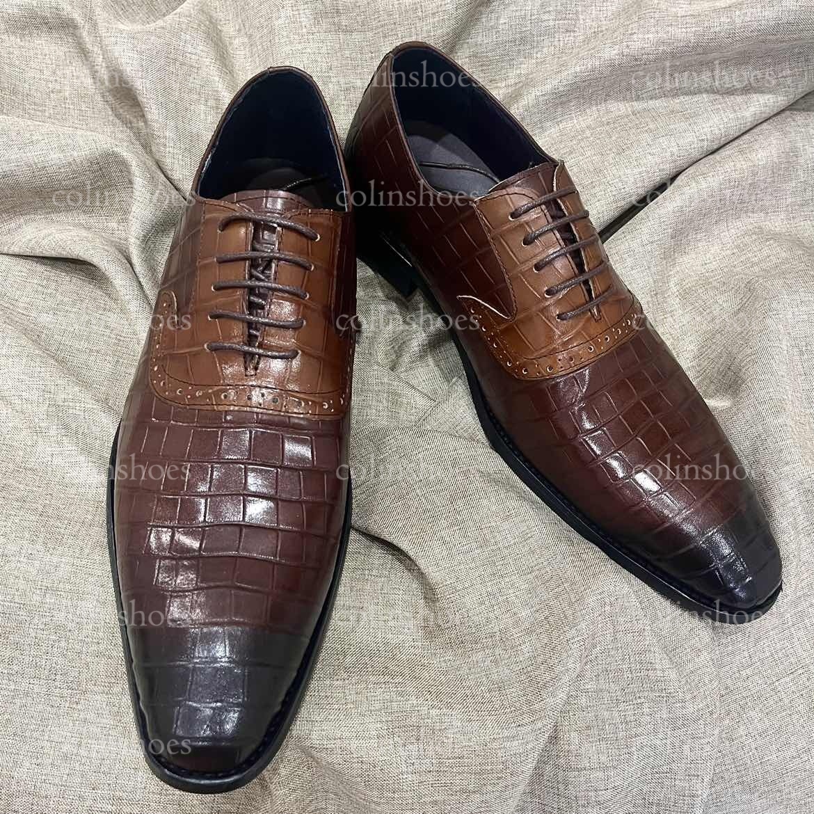 Men’s Croc-Embossed Leather Formal Oxfords – Colinshoes