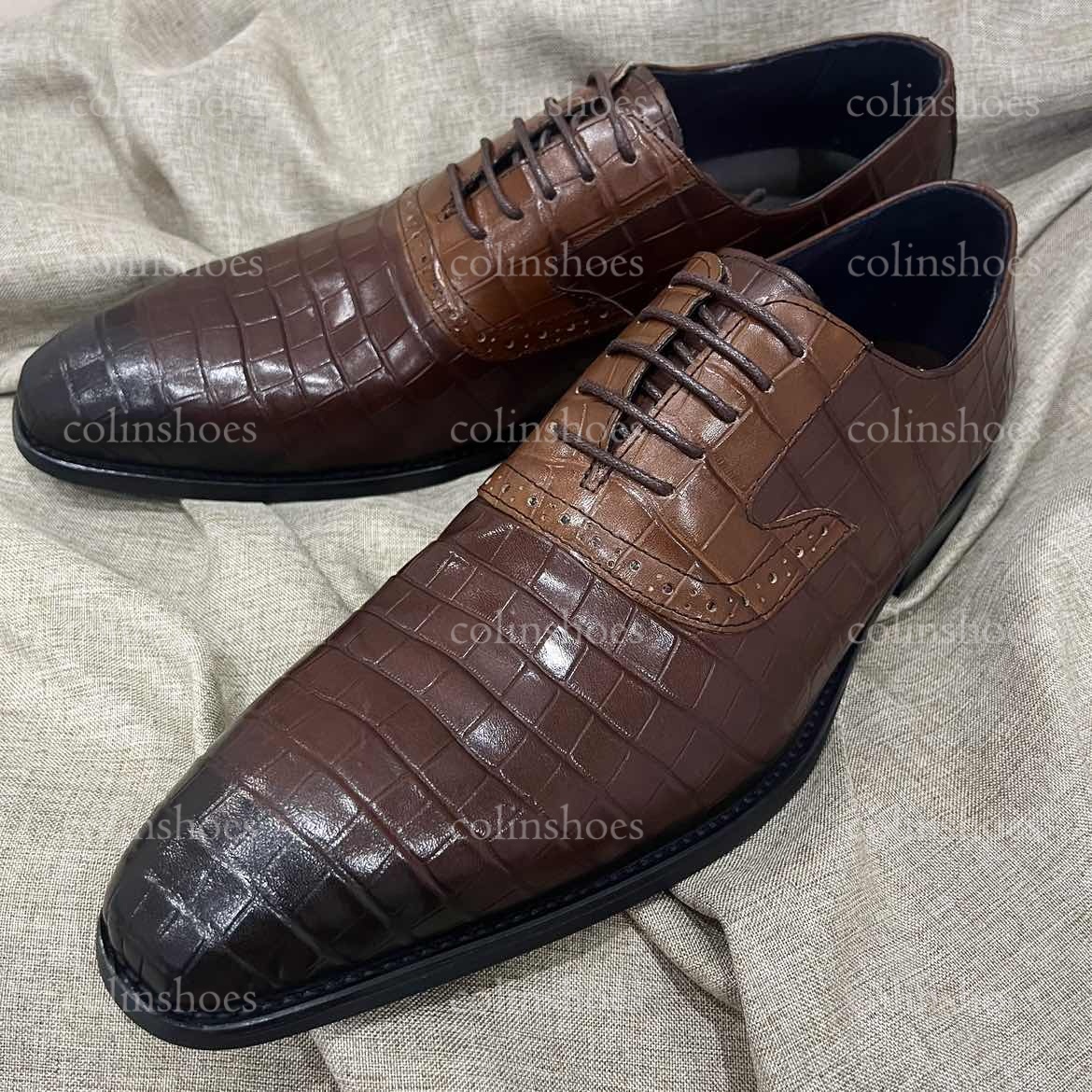 Premium Croc-Embossed Leather Oxford Shoes – Colinshoes