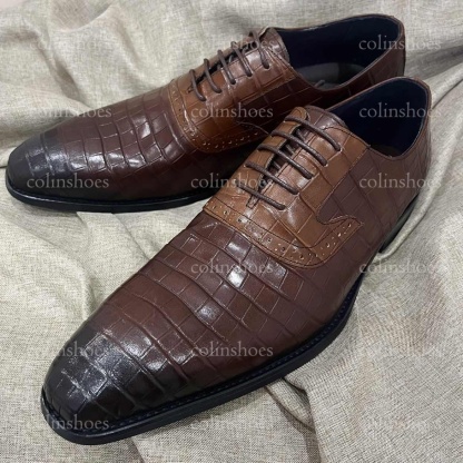 Premium Croc-Embossed Leather Oxford Shoes – Colinshoes