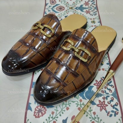 Croc-Embossed Mule Sandals with Bit Design for Men – Colinshoes