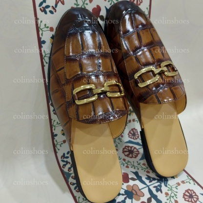 Stylish Bit Design Croc-Embossed Mule Sandals for Men – Colinshoes
