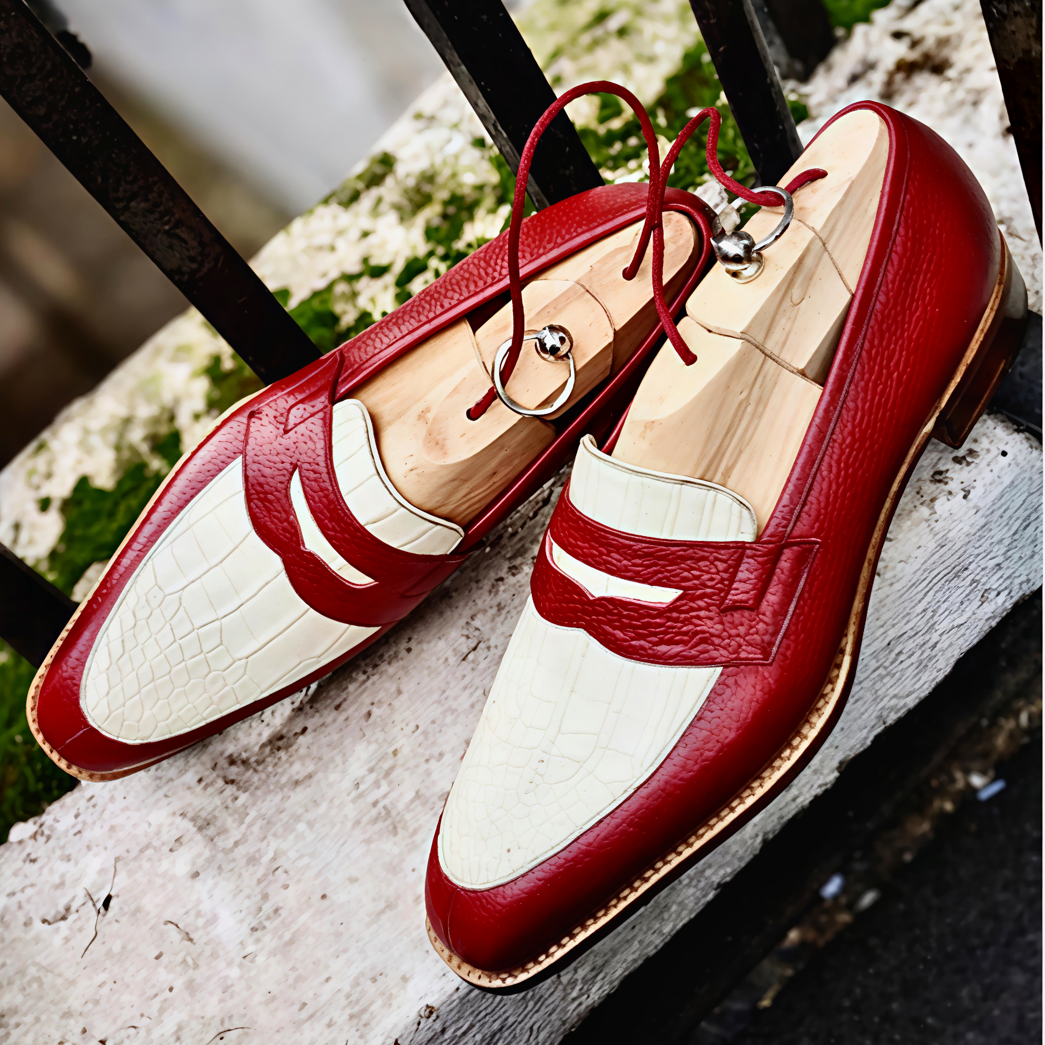 Handcrafted Colorblock Penny Loafers for Men-Colinshoes