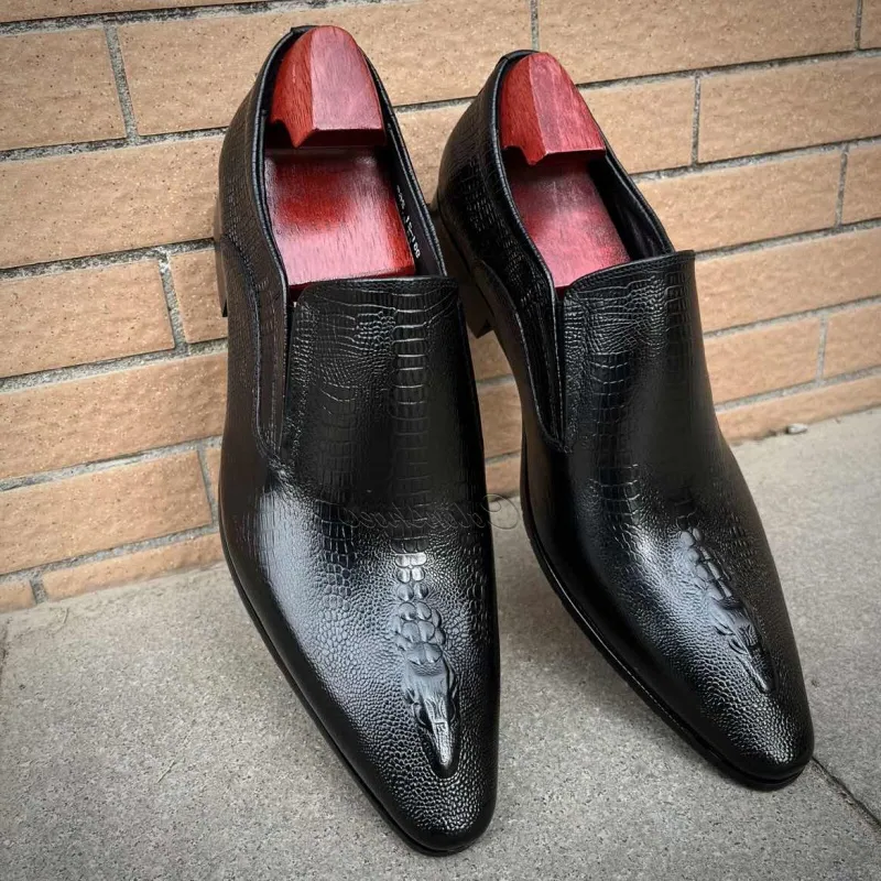 Your Power Alligator Embossed Office Uniform Shoes