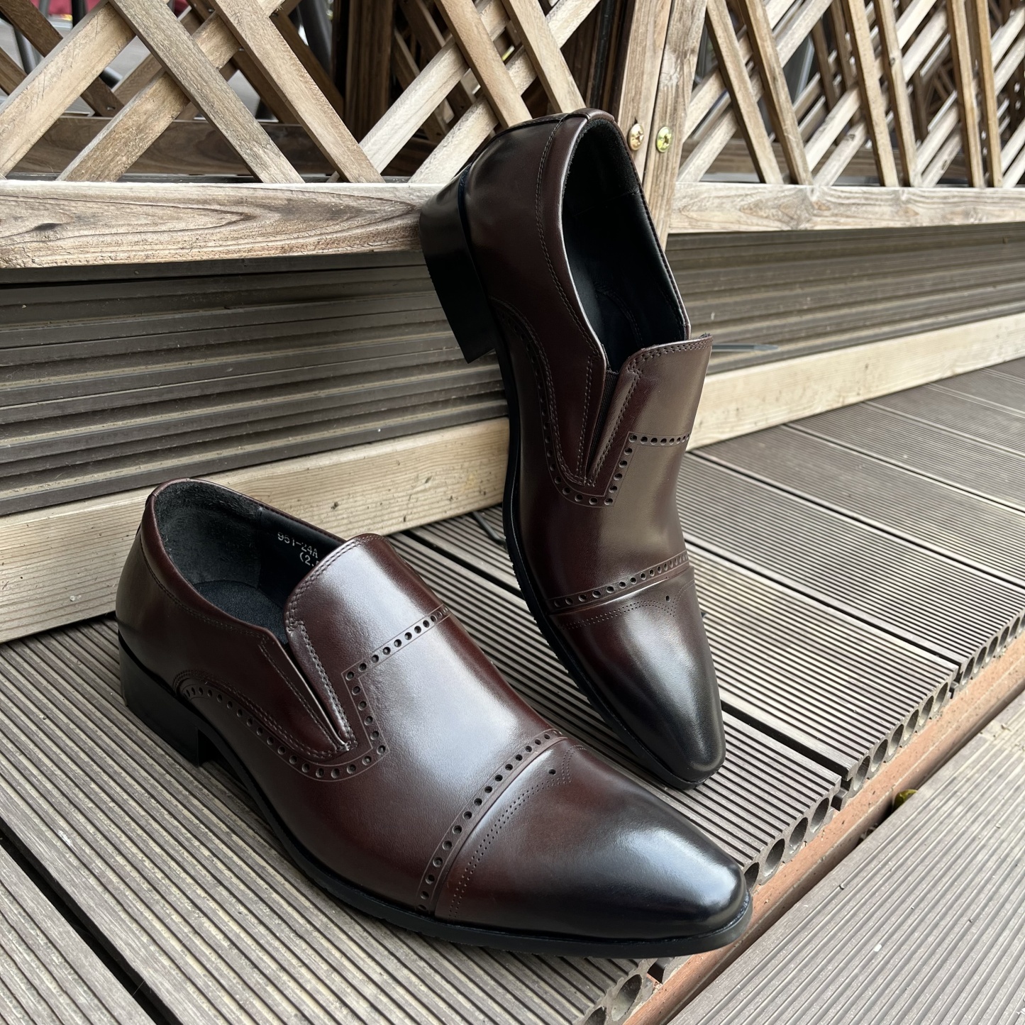 Semi-Brogue Minimalist Leather Office Slip-ons-Colinshoes