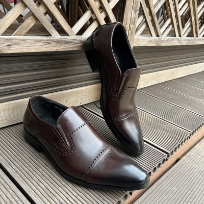 Semi-Brogue Minimalist Leather Office Slip-ons-Colinshoes