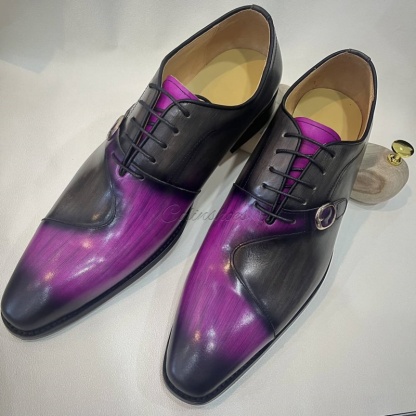 Gradient Purple & Black Oxfords Buckle Accent-Colinshoes